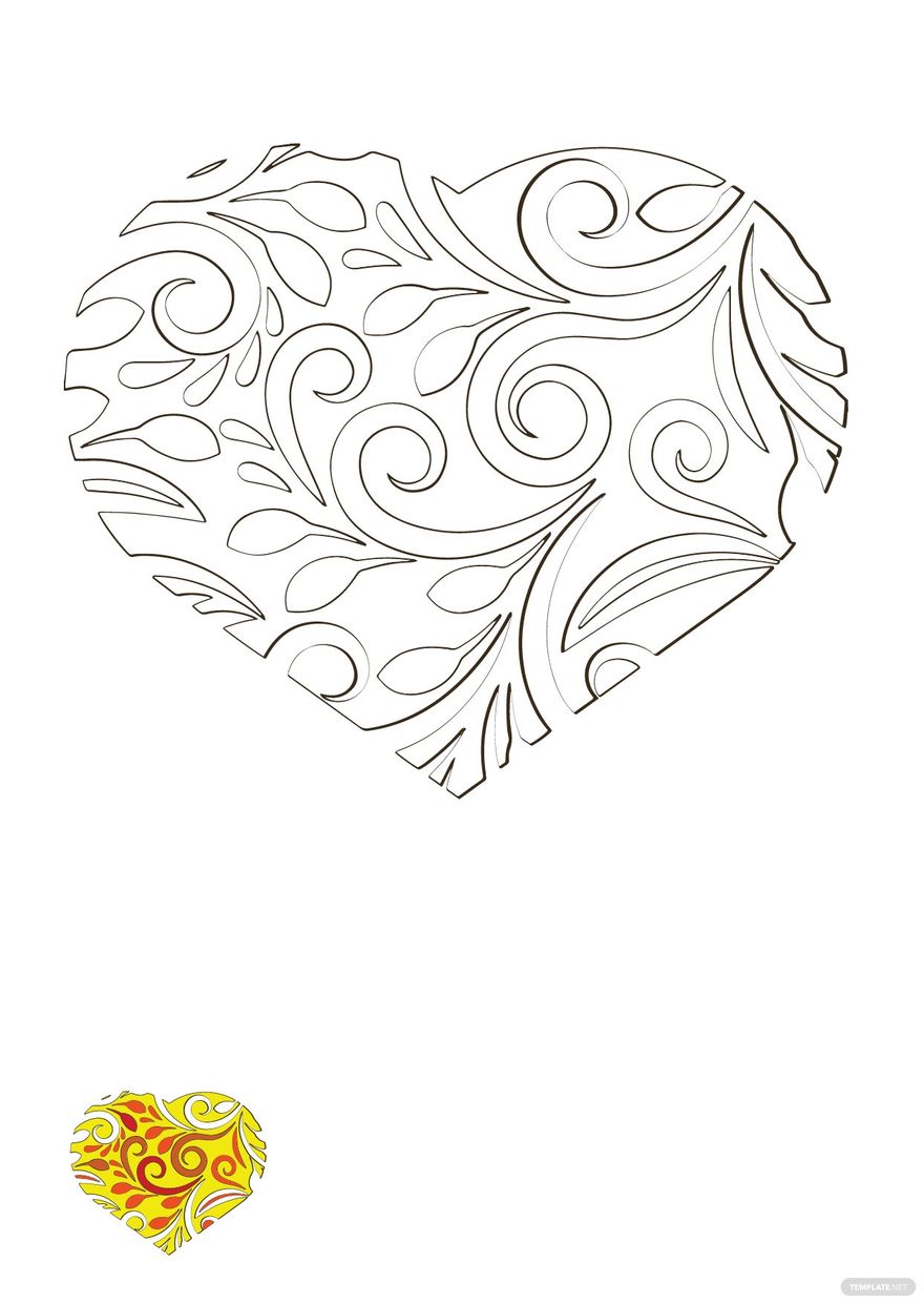 Free fancy heart shape coloring page