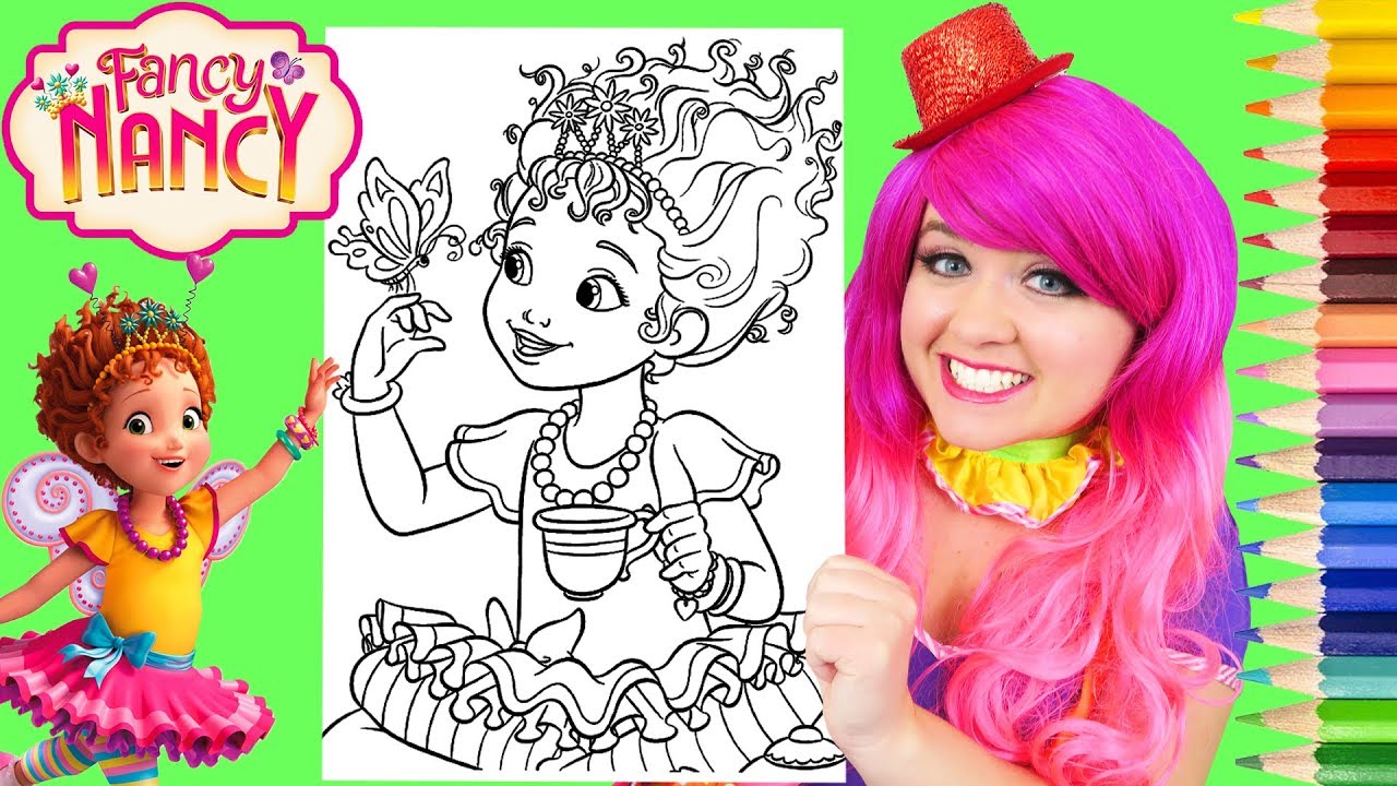 Coloring fancy nancy butterfly disney coloring page prismacolor pencils kimmi the clown