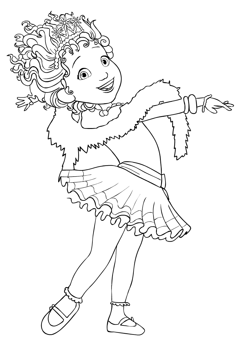 Fancy nancy dress up colouring image