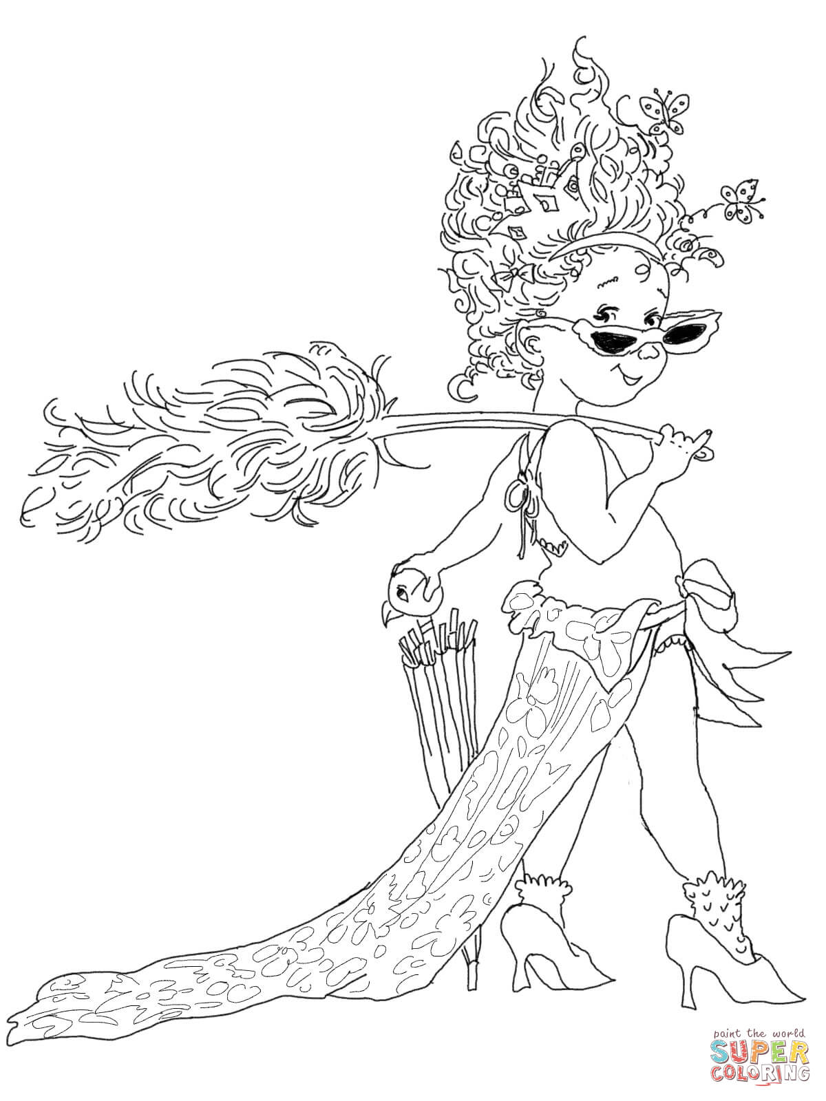 Fancy nancy with umbrella coloring page free printable coloring pages