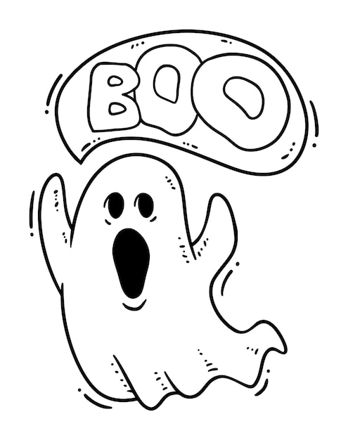 Premium vector boo ghost coloring page