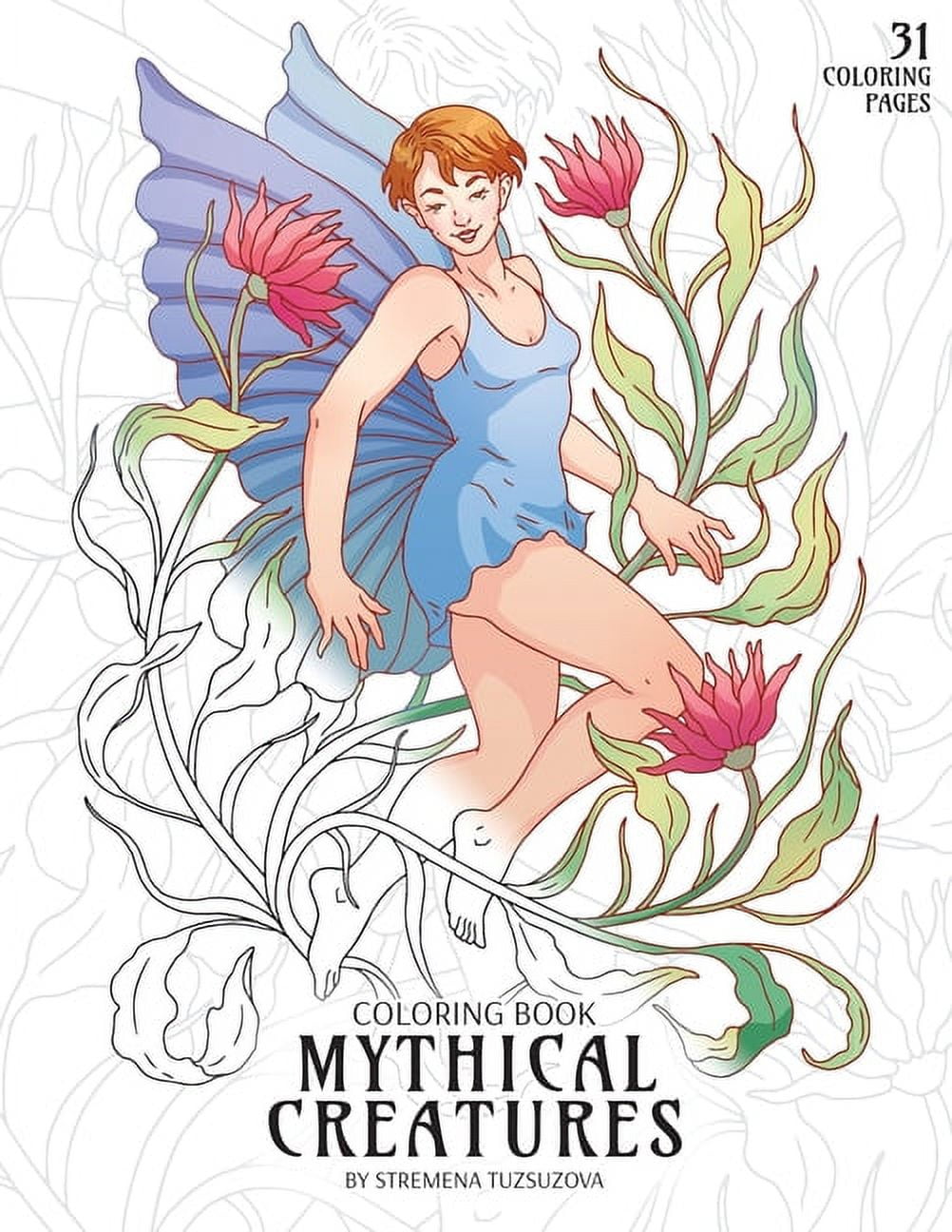 Mythical creatures coloring book adult coloring pages of fairies elves mermaids centaur dwarfs and other fantasy cr