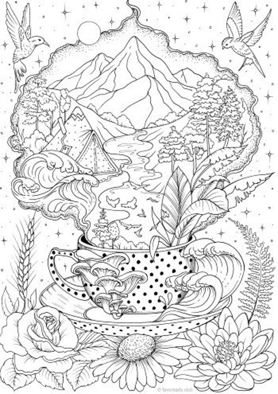 Fantasy cup printable adult coloring page from favoreads coloring book pages for adults and kids coloring sheets colouring designs