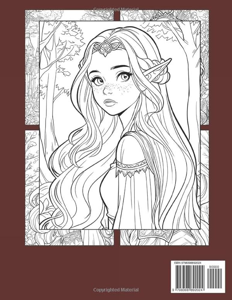 Elf princess coloring book fantasy beties coloring pages with charming and magical faires illustrations for adults stress relief tallulah rosario books