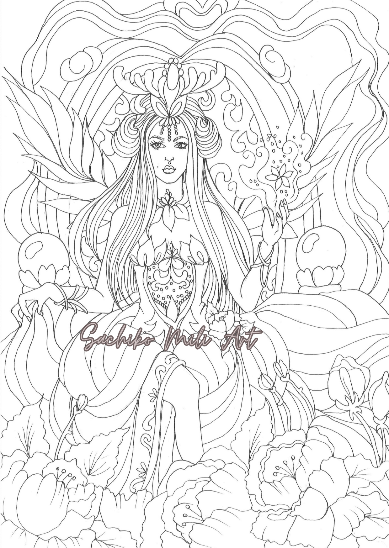 Fantasy coloring page by sachiart on