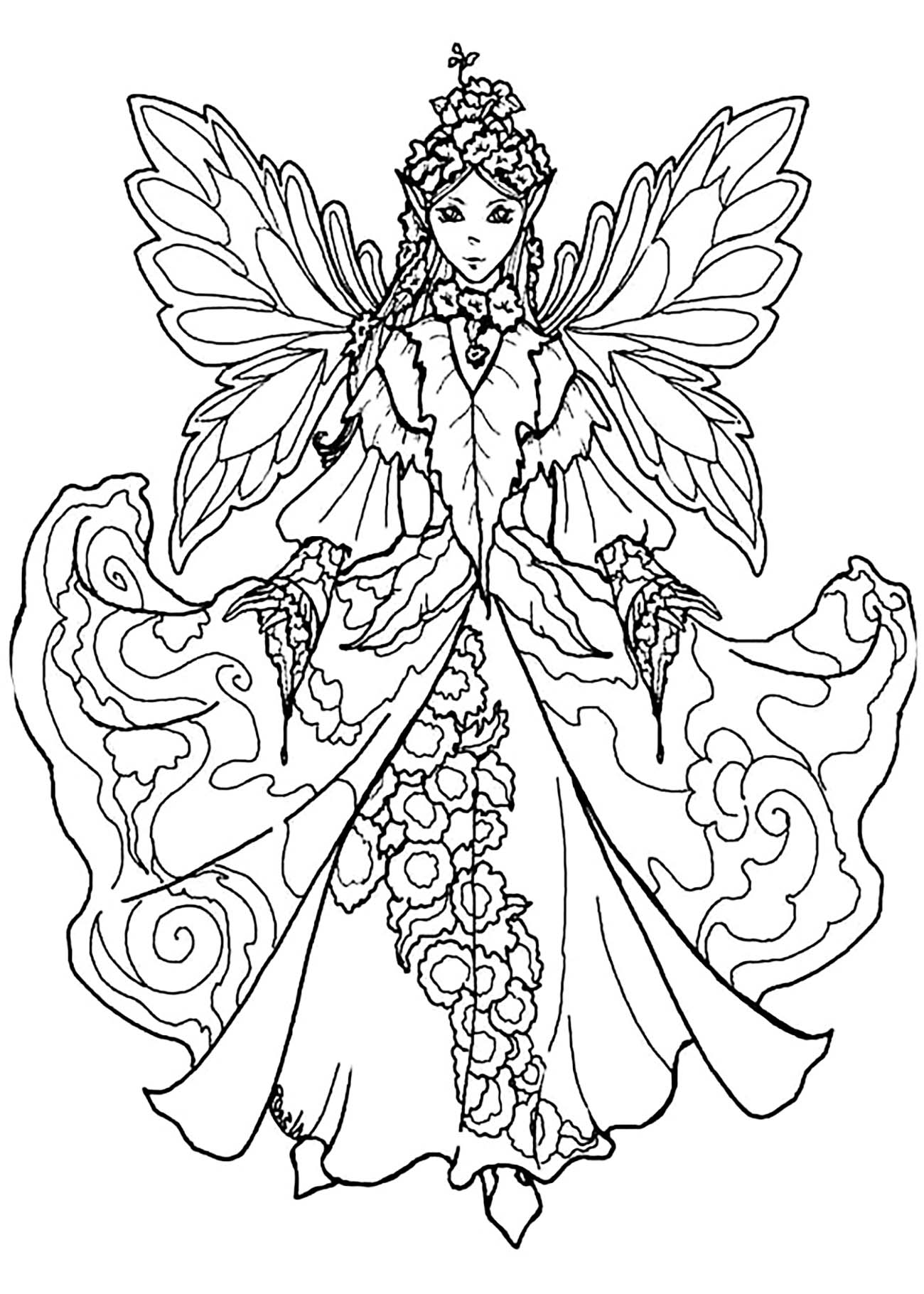 Fairy coloring pages for adults