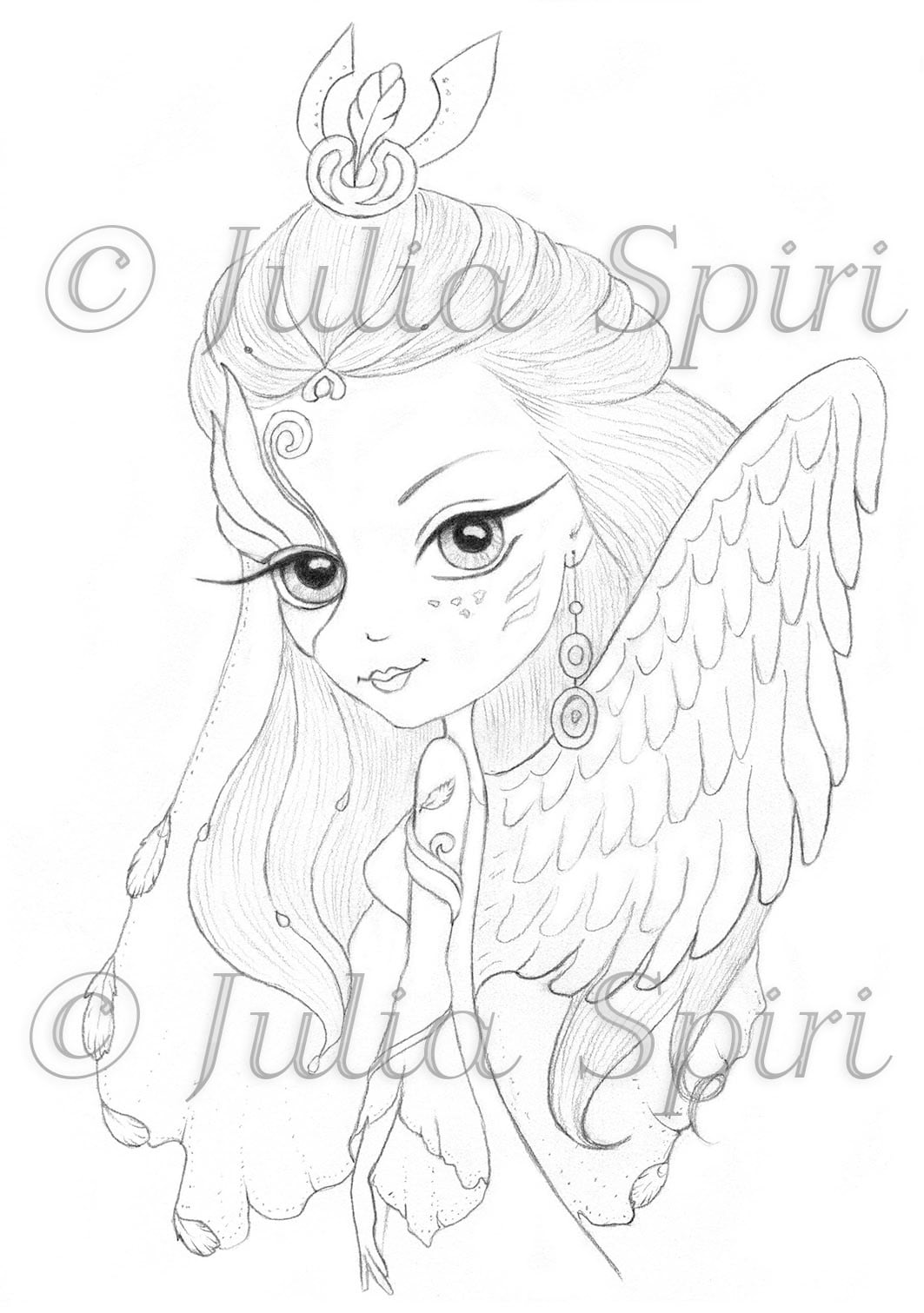 Coloring page fantasy angel angelique angel â the art of julia spiri