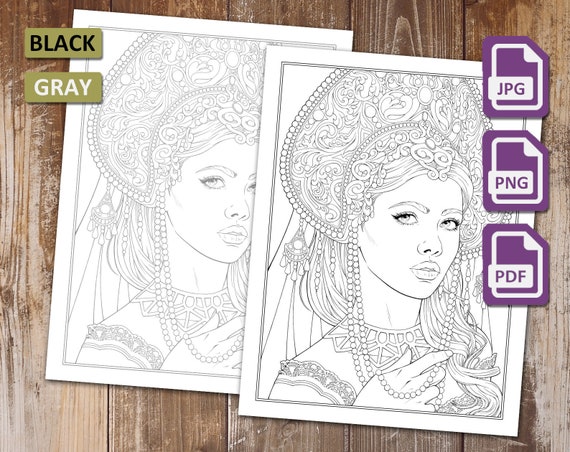 Fantasy coloring page headdress printable download