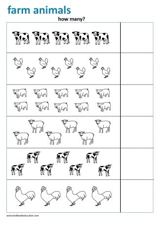 Worksheet count and color farm animals