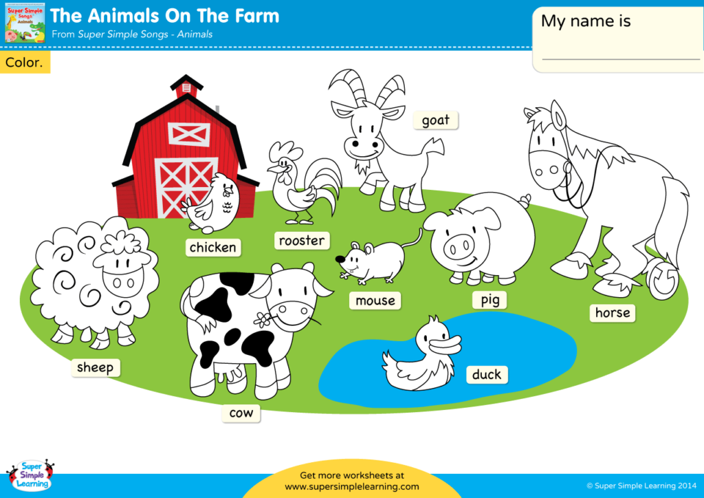 The animals on the farm worksheet