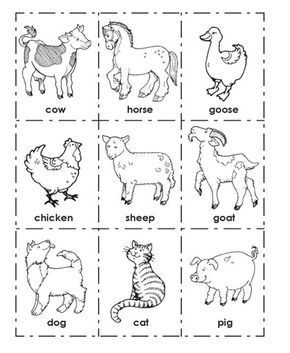 Farm animal flash cards printable animales en ingles granja en ingles fichas ingles