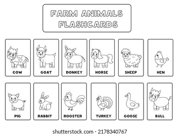 Farm animals flashcards stock photos