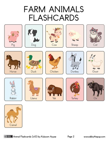 Farm animal flashcards free printable papercraft templates