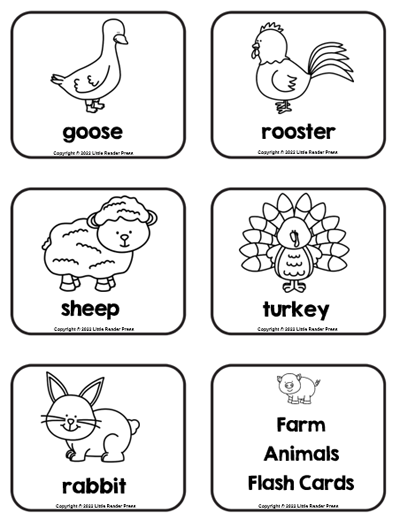 Farm animals bw flash cardsmemory game made by teachers