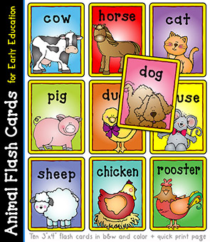 Kids flash cards for learning farm animals by dj inkers