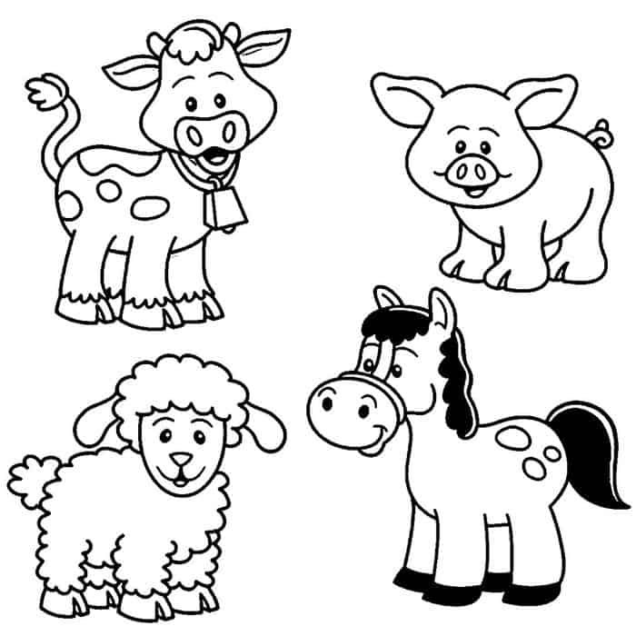 Farm animal coloring pages pdf for kids