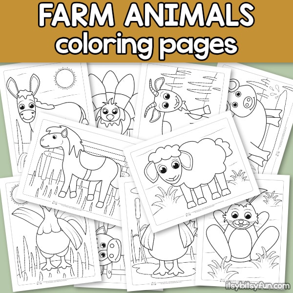 Farm animals coloring pages for kids