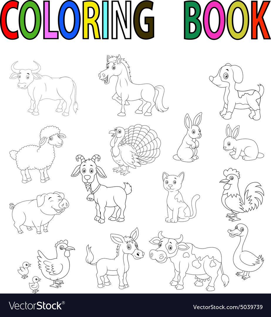 Farm animal coloring book royalty free vector image