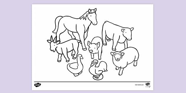 Farm animals colouring page pdf colouring sheets