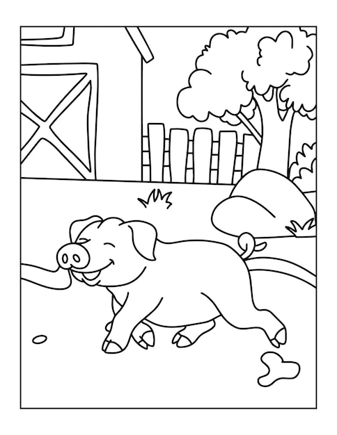 Premium vector farm animals coloring pages or coloring book for kids