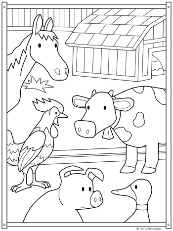 Farm animal coloring page â tims printables