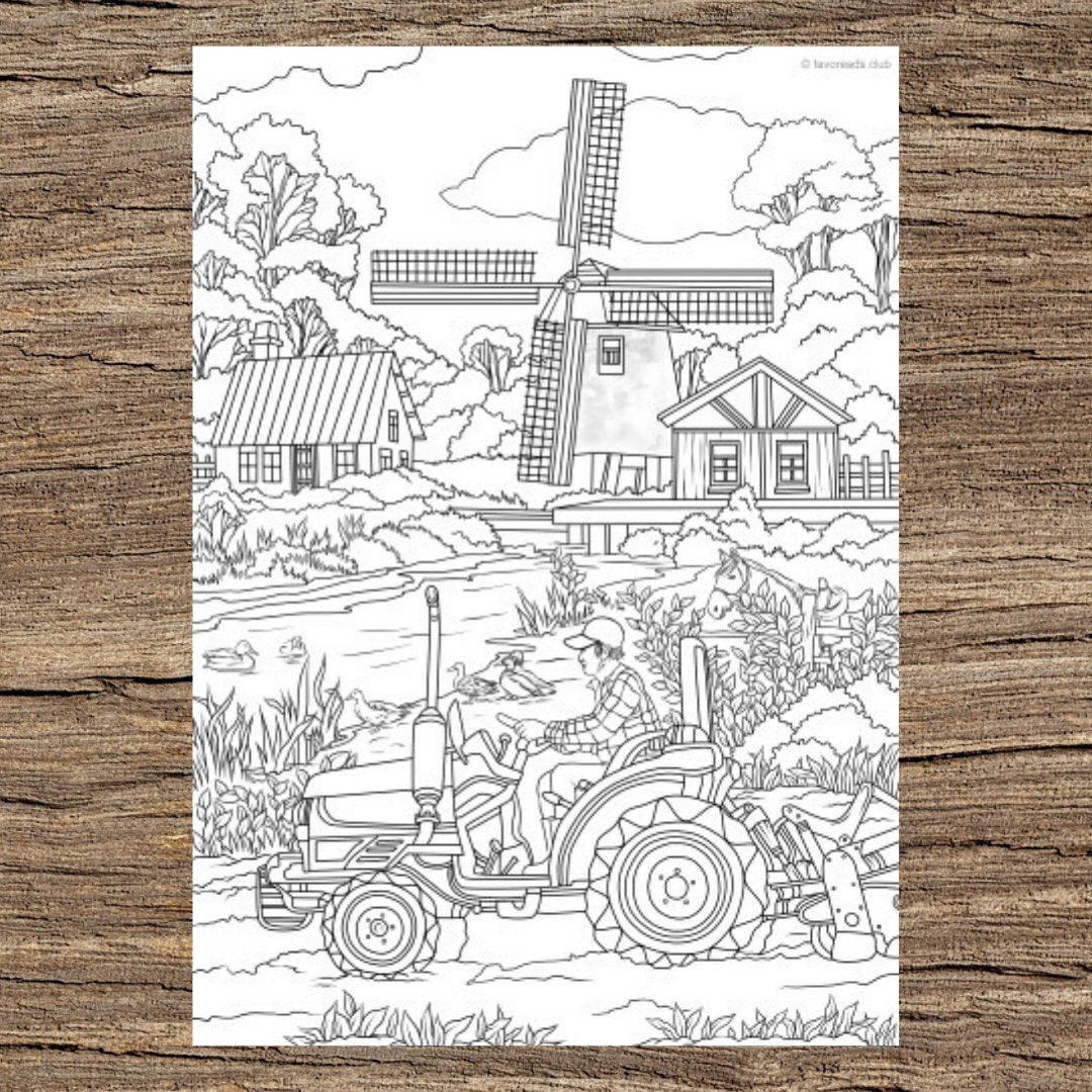 Farm life printable adult coloring page from favoreads coloring book pages for adults and kids coloring sheets coloring designs