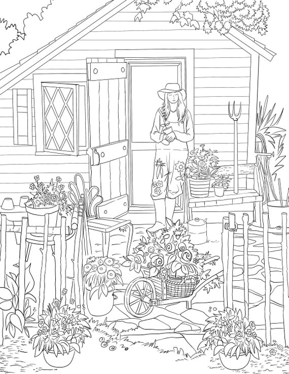 Farm house printable adult coloring page from manila shine coloring book pages for adults and kids coloring sheets coloring designs