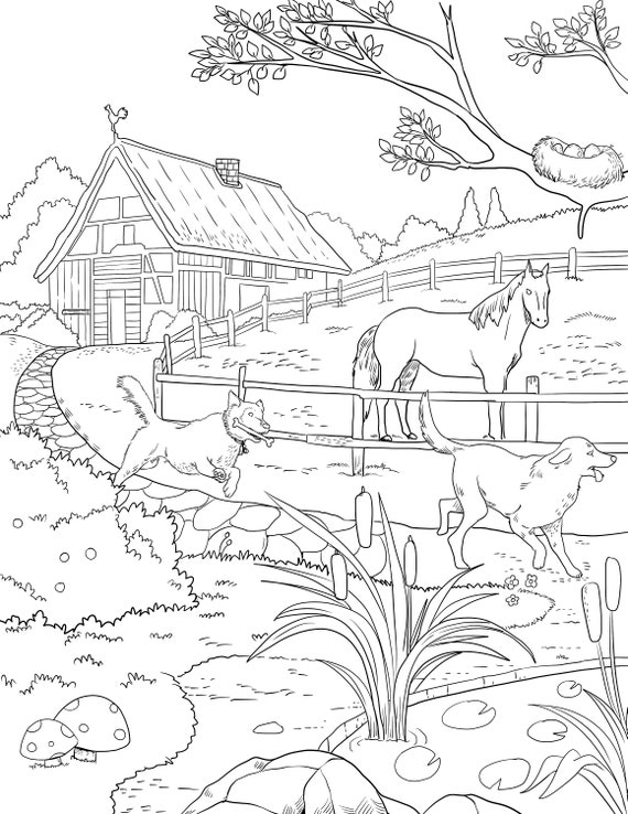 Farm dog printable adult coloring page from manila shine coloring book pages for adults and kids coloring sheets coloring designs download now