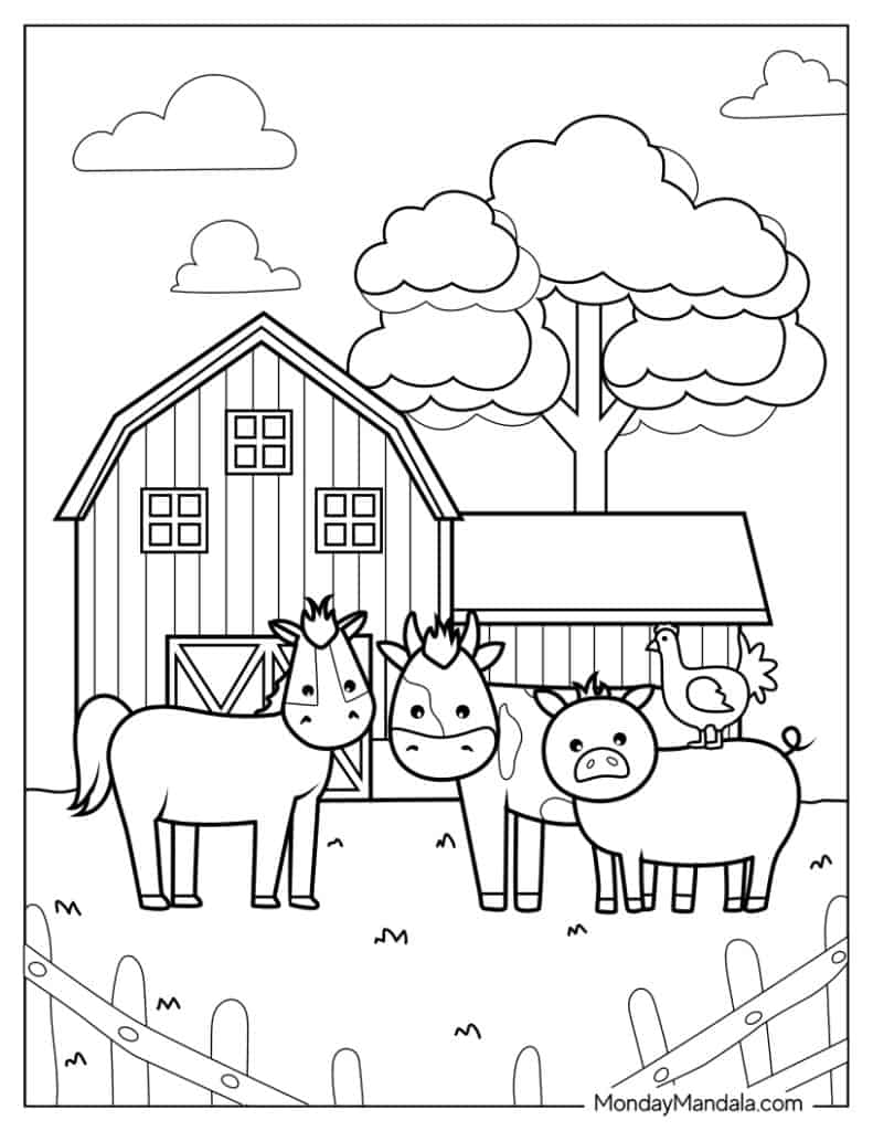 Farm coloring pages free pdf printables