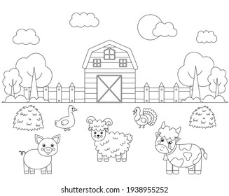 Farm coloring pages stock photos