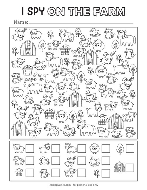 Free printable i spy on the farm