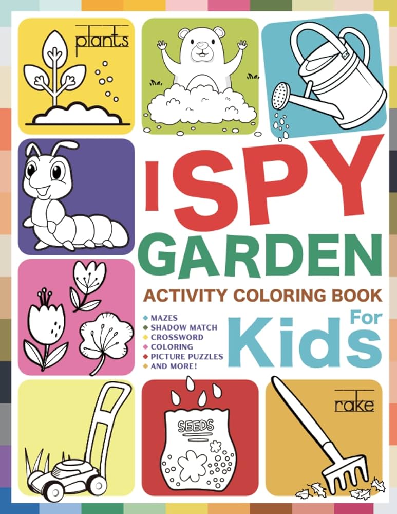 I spy garden activity coloring book for kids early learning agriculture gardening edution workbook i spy fruits vegetables flowers farm insects bugs farming tools coloring book for kids daydaykiz books