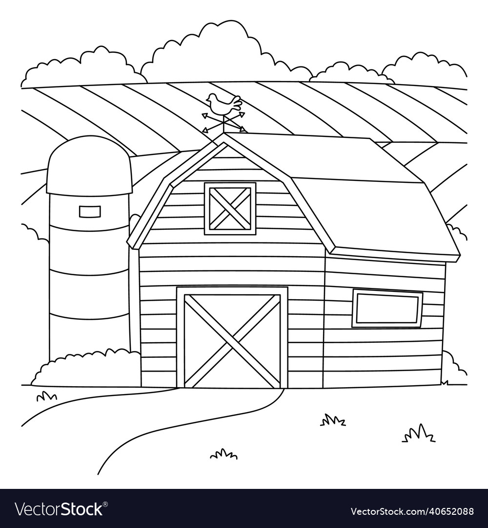 Farmhouse coloring page for kids royalty free vector image