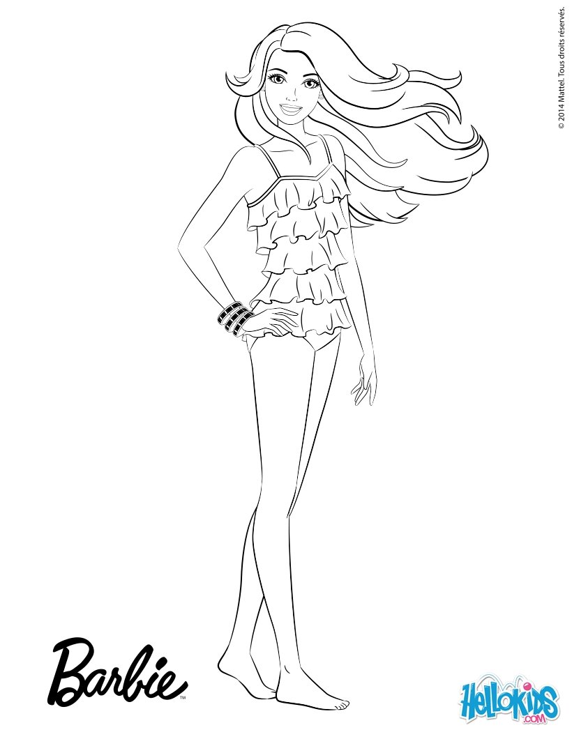 Barbies fashion swimsuit coloring pages