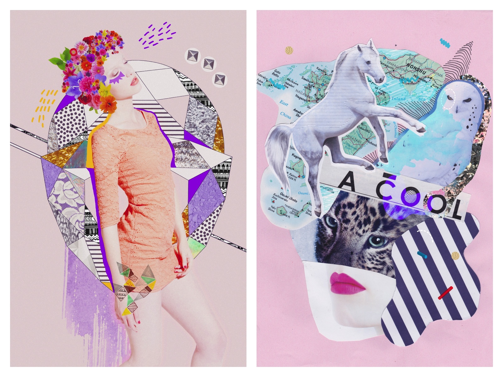 Mixed Media Fashion Collage Art Print by Whitegirlweave