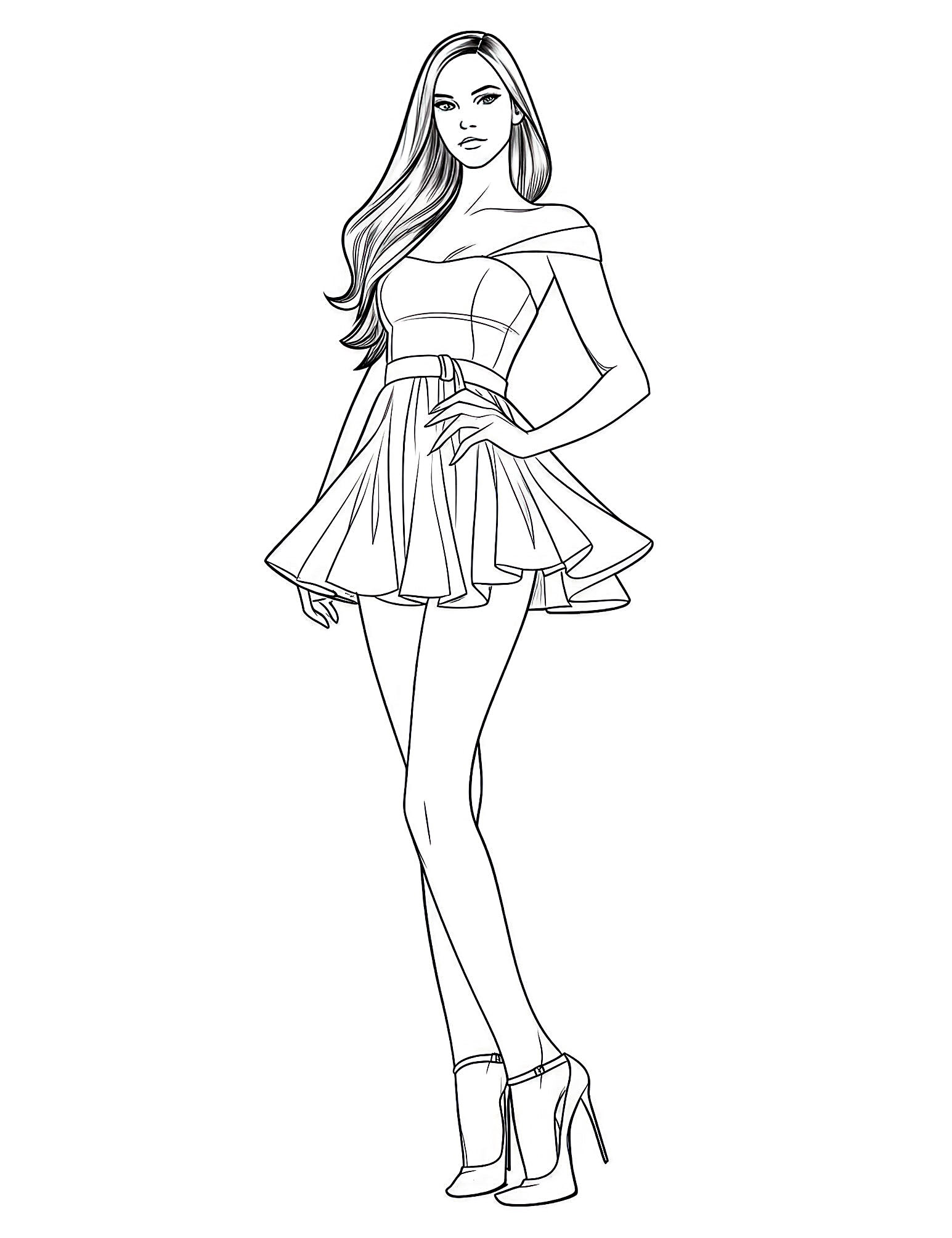 Stunning dress coloring pages for kids and adults