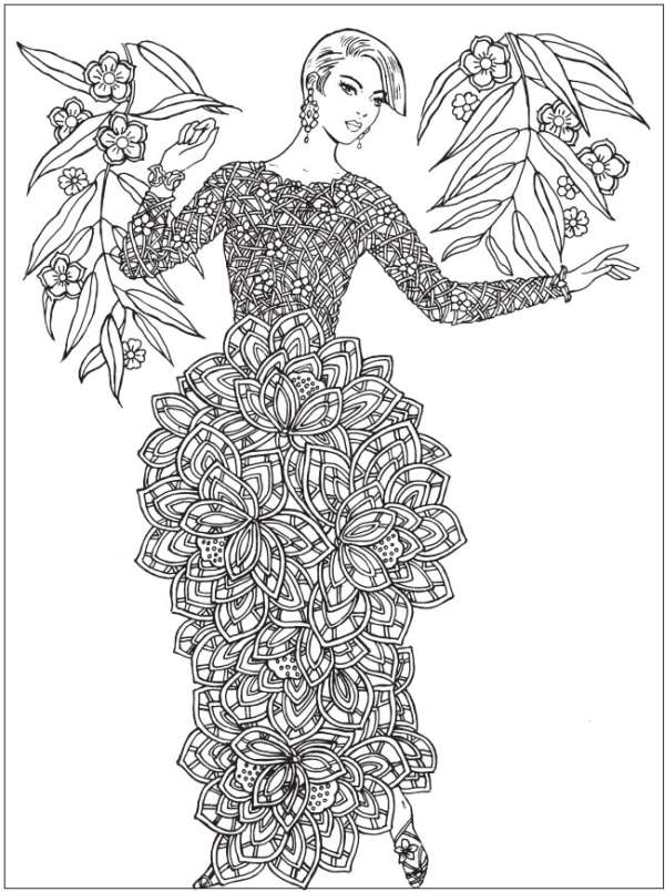 Free flower fashion coloring pages â