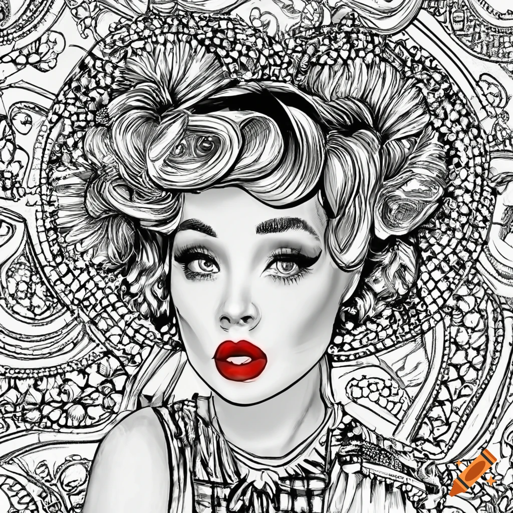 Vintage fashion coloring page on