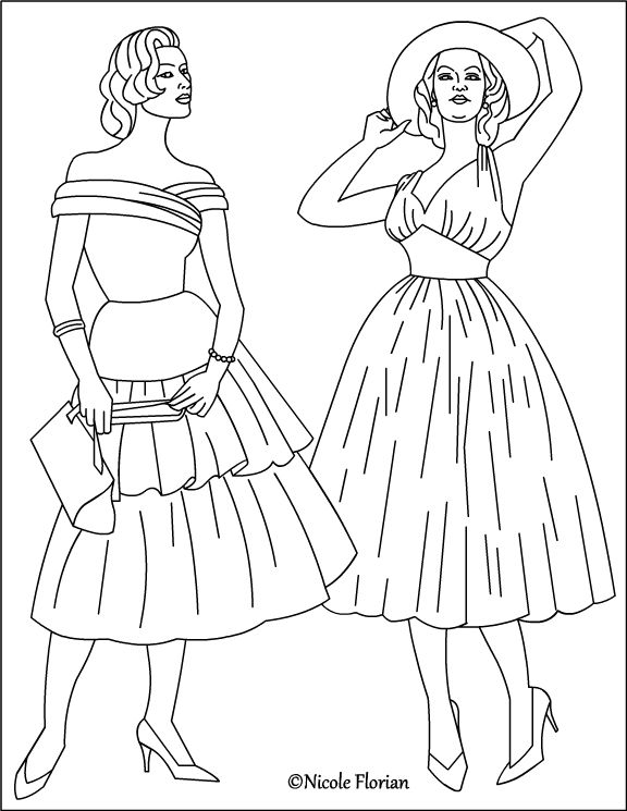 Vintage fashion coloring page step back in time with nicoles free pages