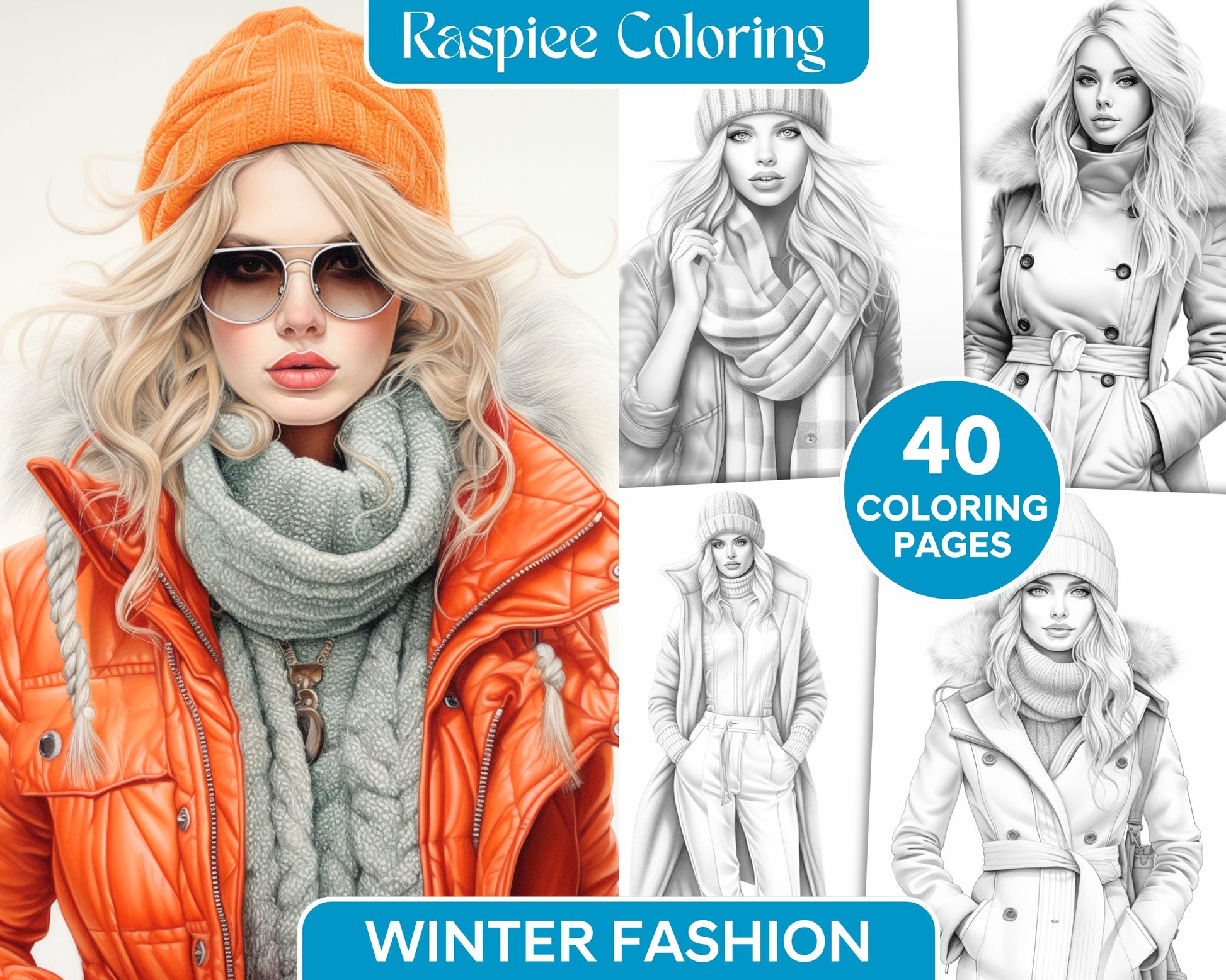 Winter fashion grayscale coloring pages printable for adults pdf f â coloring