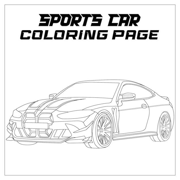 Premium vector sports car vector coloring page for kids