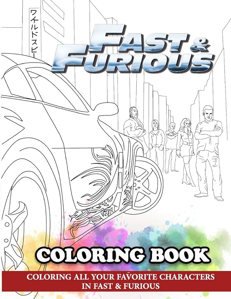 Fast furious coloring book coloring all your favorite characters in fast furious by