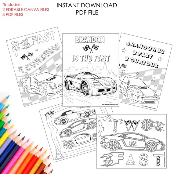 Two fast birthday party coloring pages cars coloring pages fast race car birthday