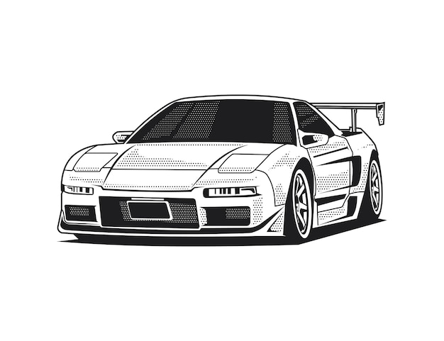 Premium vector s super car coloring page vector illustration with grain effect design