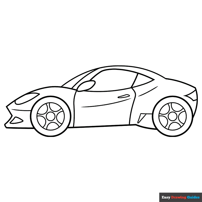 Sports car coloring page easy drawing guides