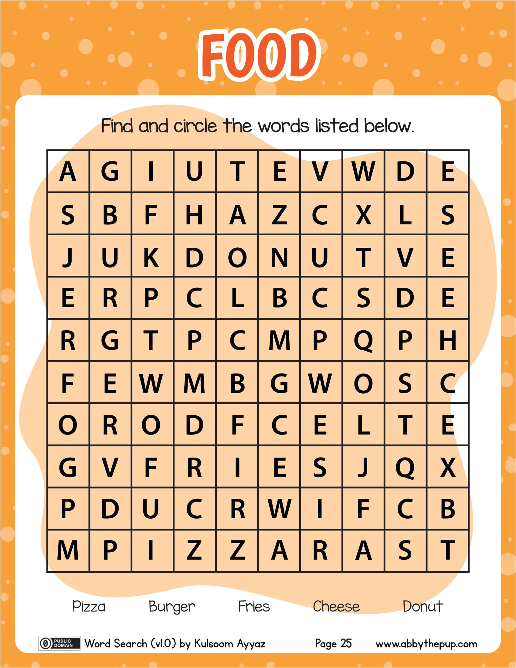 Food word search puzzle free printable puzzle games