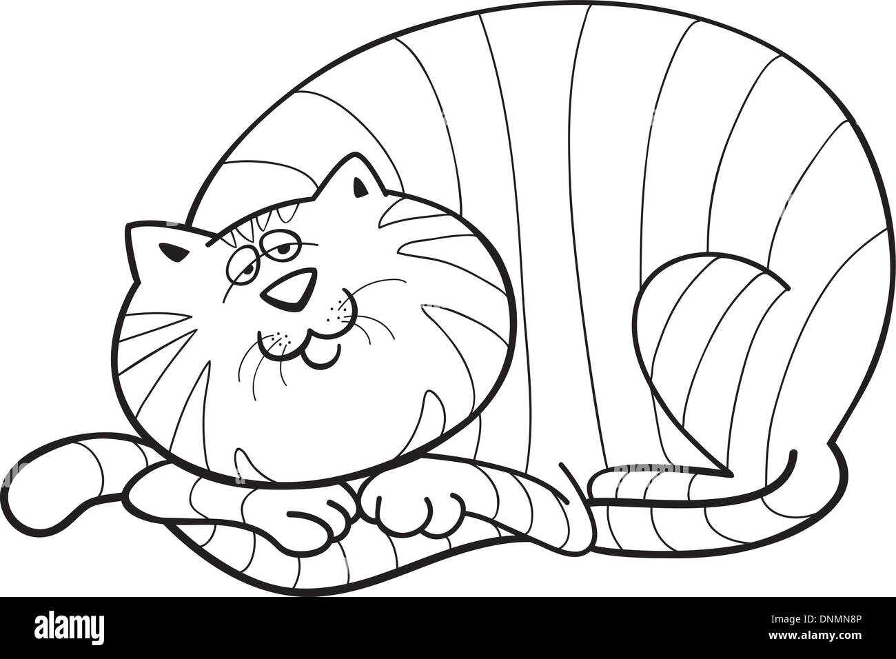 Illustration happy fat cat coloring hi