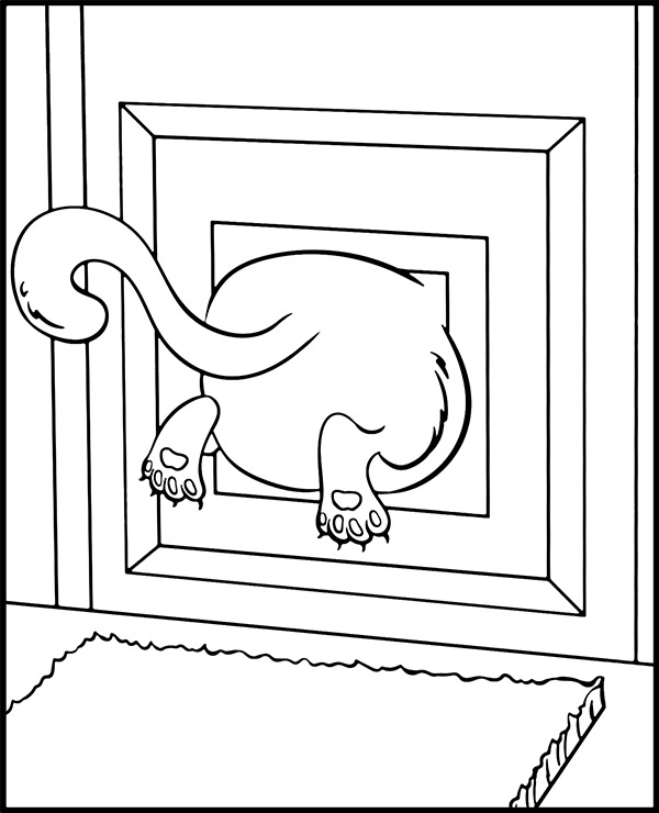 Funny fat cat coloring page