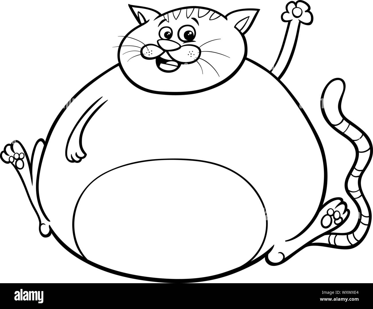 Tabby fat cat cartoon coloring hi