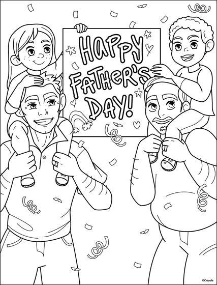 Fathers day with two dads coloring page